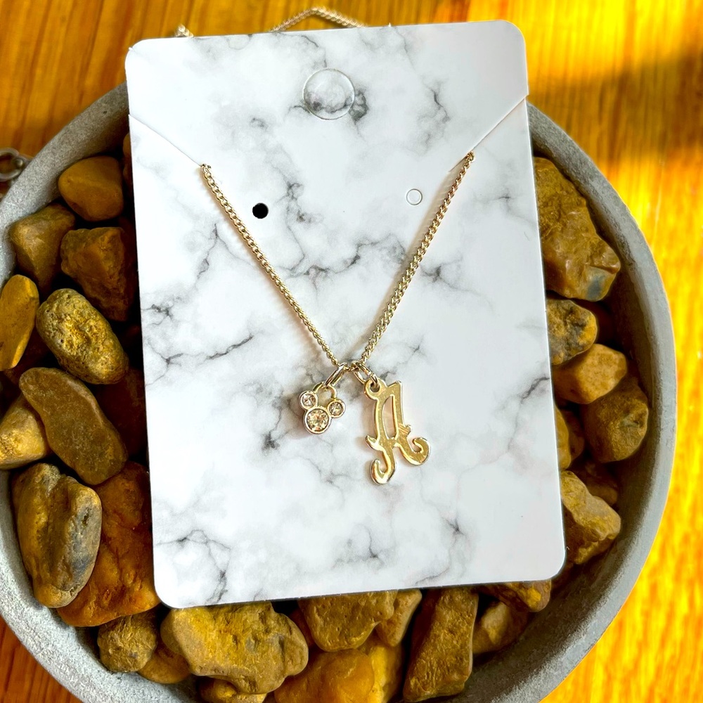 Silvertone letter A Mickey Mouse necklace